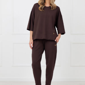 Bluza damska 3/4 rękaw Kaori Italian Fashion – brązowy