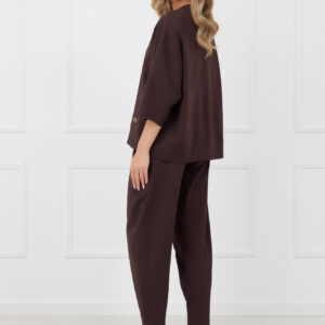 Bluza damska 3/4 rękaw Kaori Italian Fashion – brązowy