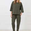 Bluza damska 3/4 rękaw Kaori Italian Fashion – ciemny oliwkowy