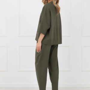 Bluza damska 3/4 rękaw Kaori Italian Fashion – ciemny oliwkowy