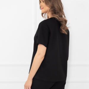 Bluzka damska krótki rękaw Klara Italian Fashion – czarny
