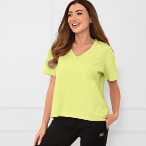 Bluzka damska krótki rękaw Klara Italian Fashion – limonkowy