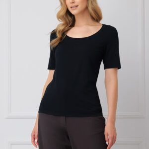 Bluzka damska krótki rękaw Liza Italian Fashion – czarny