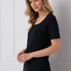 Bluzka damska krótki rękaw Liza Italian Fashion – czarny