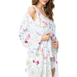 Peniuar Flores Mewa – druk w kwiaty