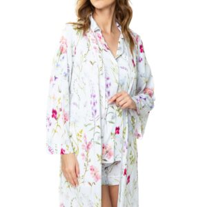 Peniuar Flores Mewa – druk w kwiaty