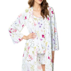 Peniuar Flores Mewa – druk w kwiaty