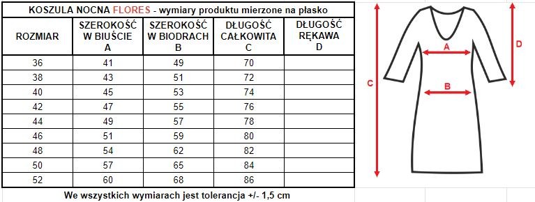 Koszulka nocna Flores Mewa – druk w kwiaty