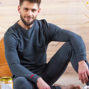 Ciepła bielizna – Hot Touch – Męska koszulka z długim rękawem Key – szary melanż