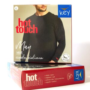 Ciepła bielizna – Hot Touch – Męska koszulka z długim rękawem Key – szary melanż