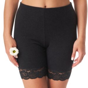 Długie szorty z koronką Hot Touch Key – czarny melanż