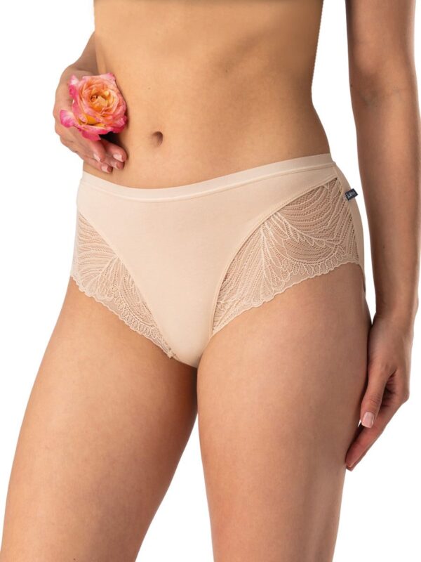 Eleganckie midi bikini z koronką 2 szt. Key – beżowe