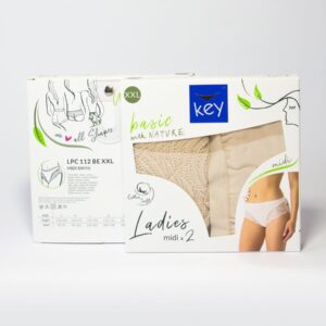 Eleganckie midi bikini z koronką 2 szt. Key – beżowe
