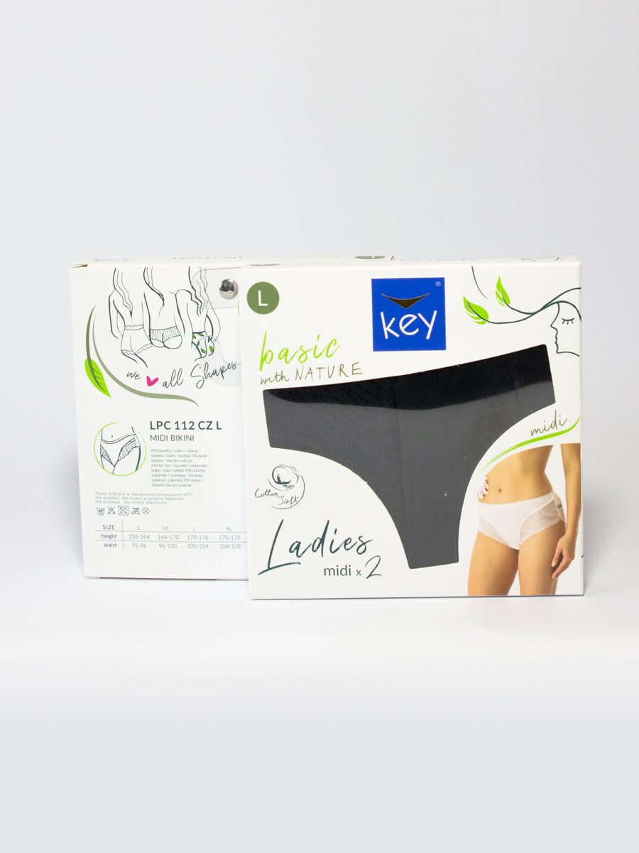 Eleganckie midi bikini z koronką 2 szt. Key – czarne