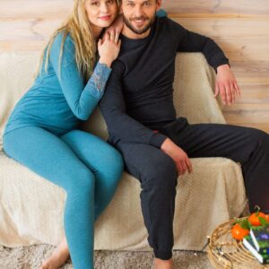 Koszulka Hot Touch z długim rękawem wykończonym szeroką koronką Key – turkusowy melanż