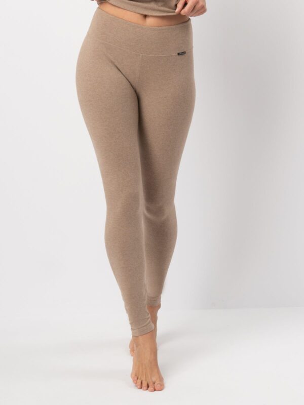 Legginsy Hot Touch z elastyczna gumką RIB Key – karmelowy melanż