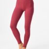 Legginsy Hot Touch z wąską gumką w pasie Key – bordowy melanż