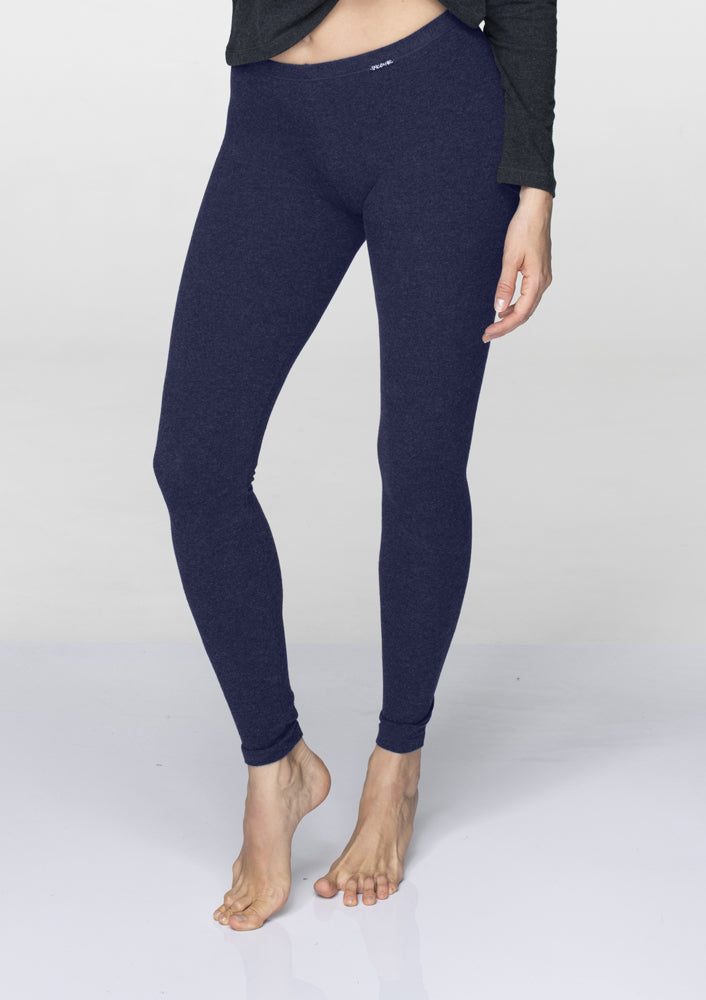 Legginsy Hot Touch z wąską gumką w pasie Key – granatowy melanż
