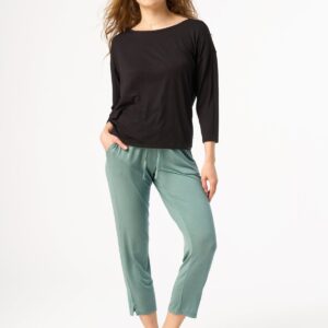 Relaksacyjna bluzka modal & wełna merino – 3 sploty Key – czarna