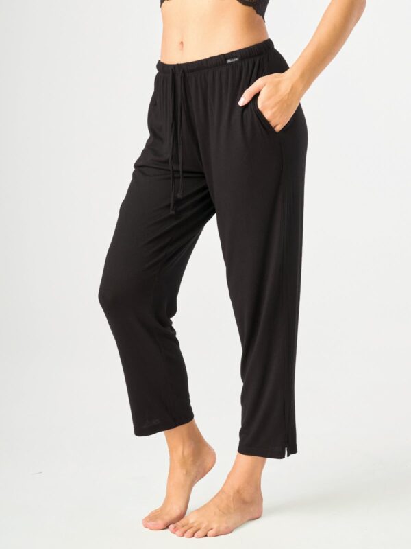 Lekkie spodnie modal & wełna merino – 3 sploty Key – czarne