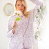 Flanelowa piżama damska w kwiaty – 100% bawełny Key