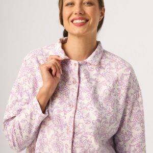 Flanelowa piżama damska w kwiaty – 100% bawełny Key
