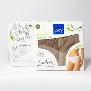 ELEGANCKIE MIDI BIKINI Z KORONKĄ- cappuccino 2 szt. Key – cappuccino