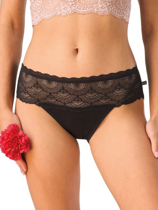 Zmysłowe koronkowe majtki midi bikini 2 szt. Key – czarne