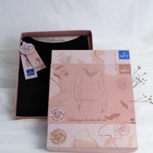 Koronkowa bluzka modal & wełna merino – 3 sploty Key – czarna
