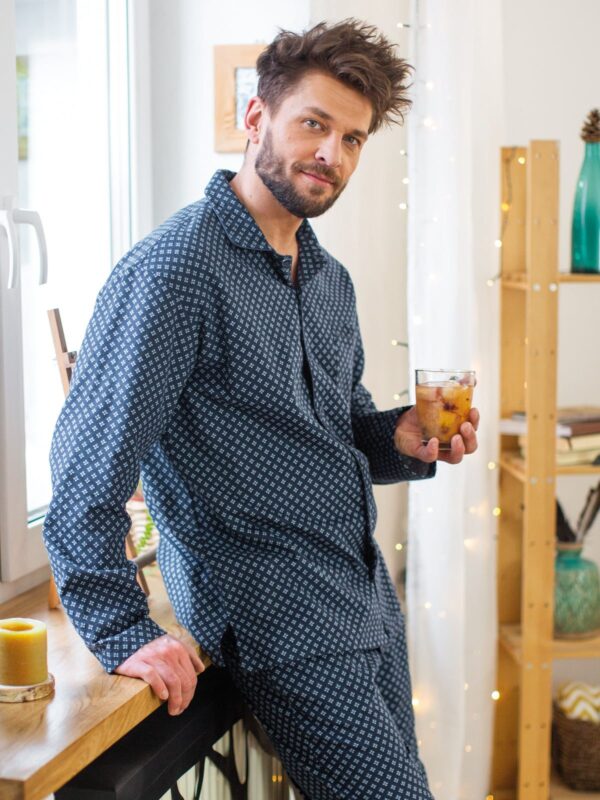 Elegancka piżama męska flanelowa 100% bawełna w pudełku prezentowym – do 4 xl Key