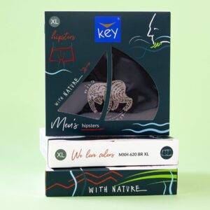 Bokserki męskie z motywem niedźwiedzia Key – beżowy melanż
