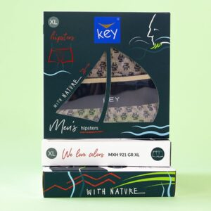 Bokserki męski z motywem łapy wilka Key – granatowe z nadrukiem