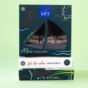 Klasyczne bokserki z dłuższą nogawką Key – beżowy melanż