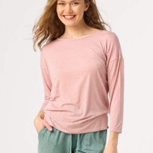 Relaksacyjna bluzka modal & wełna merino – 3 sploty Key – różowa