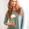 Relaksacyjna bluzka modal & wełna merino – 3 sploty Key – zielona