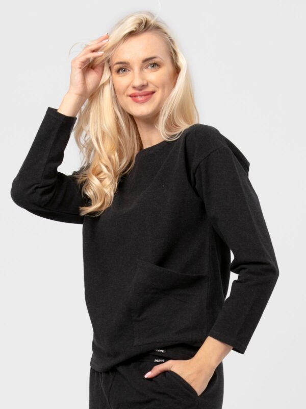 Wygodna i ciepła bluza domowa – HOT TOUCH Key – czarny melanż