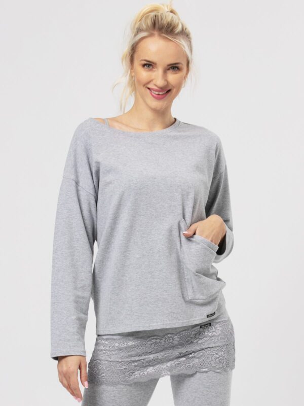 Wygodna i ciepła bluza domowa – HOT TOUCH Key – jasno-szara