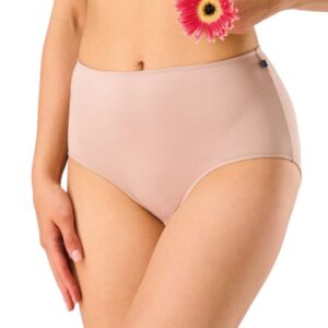 Wysokie bambusowe gładkie majtki maxi – beżowe 2 szt. Key – beżowy